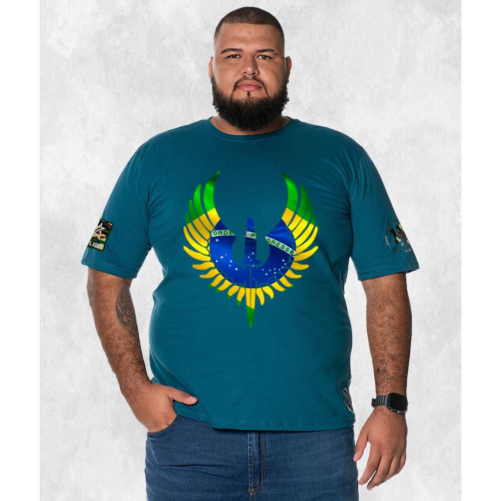 CAMISETA PLUS SIZE BRASÃO NATION